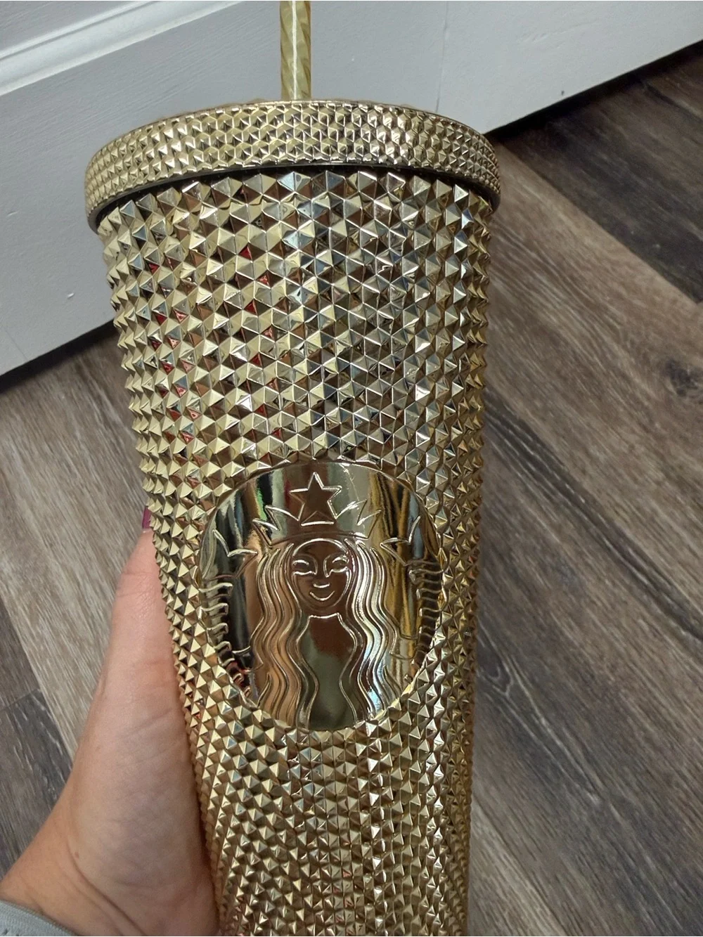 Starbucks Gold Studded Cold Cup with Gold Straw